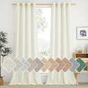 NICETOWN Off White Linen Curtains 84 inch Length, Grommet Privacy Added Thick Flax Not See Through Window Treatments Semi Sheer Drapes for Bedroom/Living Room, W55 x L84, 2 Panels (Cream)