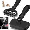 3PCS Self Cleaning Slicker Brush & Pet Grooming Rake & Flea Comb for Dogs,Cats and Horses | Double-Sided Dematting Comb & Skin Friendly Deshedding Grooming Tool | Premium Pet Supplies (Black)