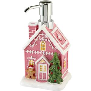 Avanti Linens - Lotion Pump/Soap Dispenser, Durable Hand-Painted Resin, Countertop Accessories, Holiday Home Decor (Sparkle House)