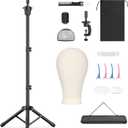 Wig Stand with Head 50 Inches, Wig Head Stand with 22 Inches Mannequin Head, Height Adjustable Metal Tripod Wig Stand, Manikin Head Set for Wigs Display Making Hair Weave and Styling