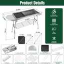 Portable Charcoal Grill, Folding Barbecue Grill with Storage Shelf, 39" x 13.39"x 27.56" Stainless Steel BBQ Smoker Barbecue Tool Kits for Outdoor Cooking Camping Hiking Picnics Backpacking (Large)