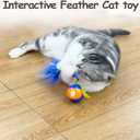 Migipaws 2-in-1 Interactive Cat Toy Ball  Paw Friendly Kicking Chasing Ball with Bonus Fluffy Tail for Indoor Cats Random Rolling Auto Escape Corners Tangle-Free Quiet USB Rechargeable (Blue)