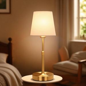 Cordless LED Table Lamp, 5200mAh Portables Rechargeable Battery Desk Lamp, Touch Bedside Lamp with Fabric Shade, Stepless Dimmable Light for Bedroom, Dining Room, Patio, Balcony
