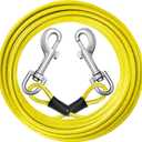 jenico Dog Tie Out Cable: 10ft Dog Leads for Yard Heavy Duty - Reflective Chain Leash for Outside Small Large Dogs Up to 125lbs Outdoor Runner Camping (Yellow)