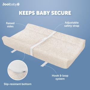Jool Baby Soft Changing Pad + Washable Cover, Non-Slip - Fits Standard Changing Tables & Dressers (Beige/Wave)