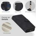 for Samsung Galaxy S25-Wallet Case: for Galaxy S24 Case with RFID Blocking Card Slots (6 Cards) | Soft PU Leather Magnetic Snap Zipper Pocket | Wrist Strap Protective Phone Cover - Black