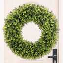HUZIYAHAN 32 Inch Extra Large Boxwoods Green Spring Artificial Wreath for Front Door, Year Round Spring Summer Winter Wreaths for Wall Window Porch Home Farmhouse Outdoor Outside Indoor Decorations