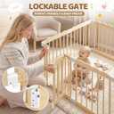 Wooden Baby Playpen, 48"x48"x24" Foldable Play Yard with Built-in Toys, 8 Panel Baby Fence Lockable Door, for Babies and Toddlers, CPC Certified