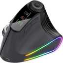 Ergonomic Vertical Mouse Wireless, Rechargeable Bluetooth Ultra-Fast Scrolling 4800 DPI Ergo Mouse, 2.4G Quiet Clicks 6 Buttons RGB Optical Mice, 3 Multi-Device Connectivity for Mac, Laptop (Black)