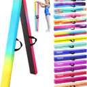 8FT Folding Balance Beam -Gymnastics Floor Beam -Gymnastics Equipment for Kids,Wood core- Anti-Slip Bottom and Carrying Bag for Home (Gradient Rainbow)