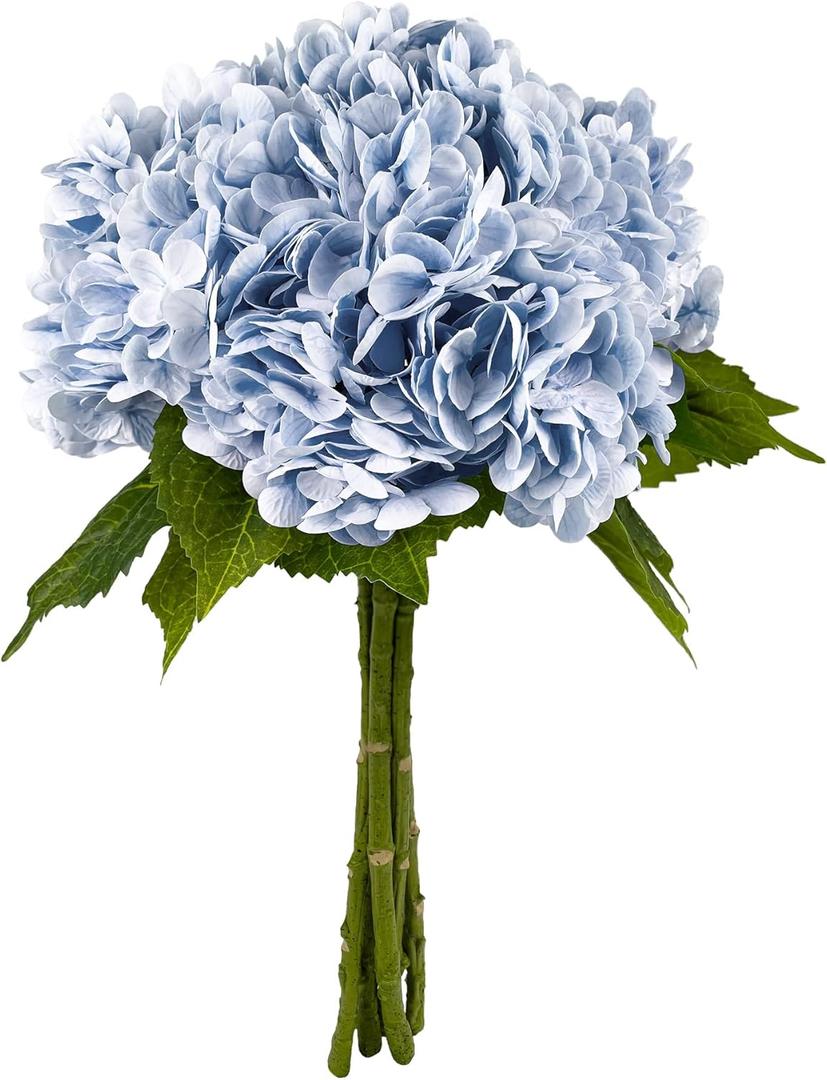 Yatim 21In Blue Artificial Hydrangea Flowers 5 Pcs Fake Hydrangea Silk Flowers for Wedding Centerpieces Bouquets DIY Floral Decor Home Decoration with Stems