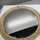 21 Inch Boho Round Hanging Wall Mirror Decorative Rattan Circle Wall Mounted Mirror for Farmhouse, Living Room, Bedroom, Bathroom