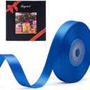 Solid Color Double Faced Blue Satin Ribbon 1/2" X 25 Yards, Ribbons Perfect for Crafts, Wedding Decor, Bow Making, Sewing, Gift Package Wrapping and More