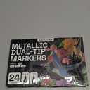ARTISTRO 24 Metallic Dual-Tip Acrylic Paint Markers for Rock, Canvas, Glass, Wood, & More Fine + Dot Tips