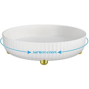 Bathroom Organizers and Storage - 360 Rotating Storage Tray, Lazy Susan Organizer, Cosmetics and Perfume Organizer, Desktop Storage Tray for Cosmetics and Skincare Products, White (8.7")