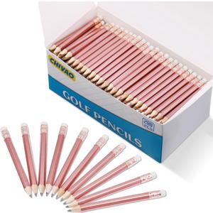 Chivao 288 Pieces Golf Mini Pencils Bulk with Eraser #2 HB Golf Short Pre Sharpened Pencils for Party Favors Office Supplies 4 Inch (Rose Gold)