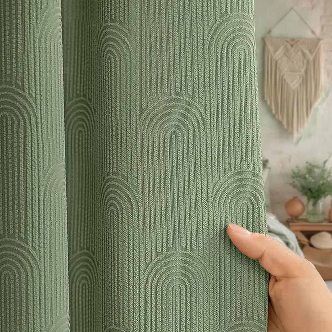 Awellife Sage Green Shower Curtains for Bathroom Cotton Fabric Touch Bohemian Mid Century Boho Minimalist Arch 72" L X 36" W Awellife Sage Green Shower Curtains for Bathroom Cotton Fabric Touch Bohemian Mid Century Boho Minimalist Arch 72" L X 36" W