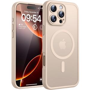 TOCOL Magnetic for 16 Pro Max Case, Upgraded Full Camera Protection, Compatible with Magsafe, 16FT Drop Protection, Translucent Matte Back Bumper Phone Cover for 16 ProMax 6.9-Inch Desert