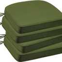 Outdoor Round Corner Seat Cushion, 17"x16"x2", Set of 4, Non Slip Seat Cushion Pads with Removable Cover for Patio Furniture, Garden Yard Lawn, Deep Forest Green