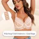 Plus Size Sexy Lace Bra Sheer See Through Bralette Underwire Vintage Maiden Lingerie (34D, Beige)