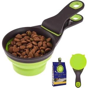 Collapsible Dog Food Scoop with Bag Clip and Measuring Cup Pet Food Scoop for Cats Dogs and Small Pets, 3 Pack