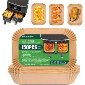 Air Fryer Disposable Paper Liners for Ninja Dual Airfryer Accessories, Non-Stick Parchment Rectangular for Baking, Oil Proof, Water Proof, for Microwave Oven