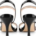 JOY IN LOVE Kitten Heels for Women Open Toe Ankle Strap Low Heel Sandals Party Wedding Dress Shoes Black Patent US7