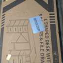 Coleshome L Shaped Computer Desk with 6 Drawers & Power Outlet, 55 Inch Corner Desk with Reversible Storage Shelf & File Drawer, Home Office Desk, Black