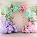 Pink Purple Mint Green Balloon Arch Kit Double Stuffed Pastel Balloons with Gold Butterflies for Baby Shower, Girl Birthday, Butterfly Theme, Baby in Bloom, Spring or Garden Party Decor