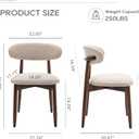 COLAMY Wooden Dining Chairs Set of 2, Modern Fabric Upholstered Kitchen Side Chairs, Farmhouse Dining Room Chair with Foot Pegs, Beige