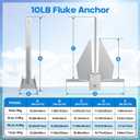 Galvanized Fluke Anchor Kit Includes Anchor Chain, Rope and Shackles, for Pontoons, Dinghies, Fishing Boats, Bass Boats, Sport Boats, Sport Yachts, 5/8/10/13 lb Boat Anchor Kit