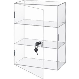 Barydat Acrylic Display Case with Lock Key Countertop Display Case Clear Showcase Display Cabinet Multi Functional Safe Storage Box for Retail Store (Removable 4 Tier,11.8 x 5.9 x 15.7 Inch)