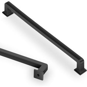 Lardmon 3 Pack 10 Inch(254mm) Matte Black Kitchen Cabinet Handles Modern Cabinet Pulls Kitchen Vanity Cabinet Hardware Timeless Drawer Pulls Handles, M-Black(10x3)