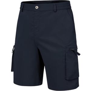 QPNGRP Men's 9" Inseam Stretch Waist Zipper Cargo Shorts with 6 Pockets (Navy, XL)