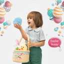 My First Easter Basket Stuffed Plush Playset Baby's First Easter Basket Stuffed Cartoon Bunny Easter Egg Plush Basket for Kids 5pcs (Yellow)