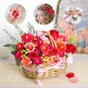 ATTGREAT 210 Pcs Mini Silk Flower Heads Small Fake Rose Daisy Faux Flowers Bulk for Crafts Artificial Loose Fabric Flowers Heads Sunflower Bulk for Wedding Hair Cap Dresses Decorations, Red