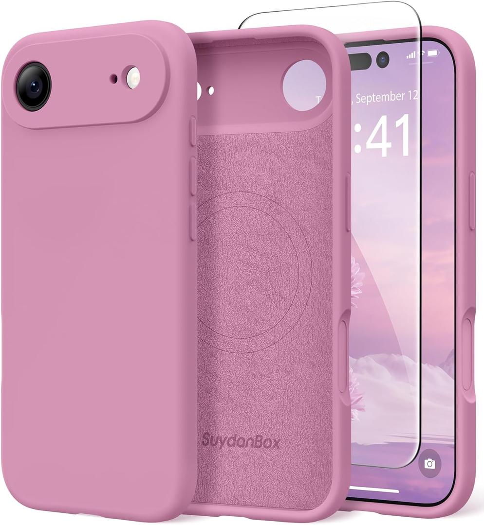 Magnetic for iPhone Air Case, Compatible with MagSafe, [Full Camera Protection][Screen Protector] Silicone Shockproof Protective Phone Case for iPhone 17 Air 6.5", Blackcurrant