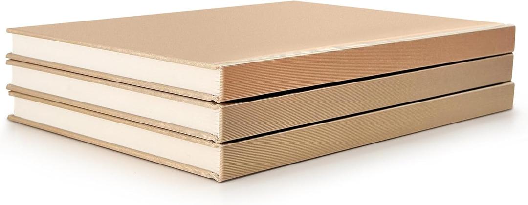 Decorative Book Set | Large Linen Covered Book Set | Set of 3 Real Fabric Hardcover Book for Decor | Fashion Designer Books | Home Decor Coffee Table Set | Shelves Decor | Large Journal (Gold)