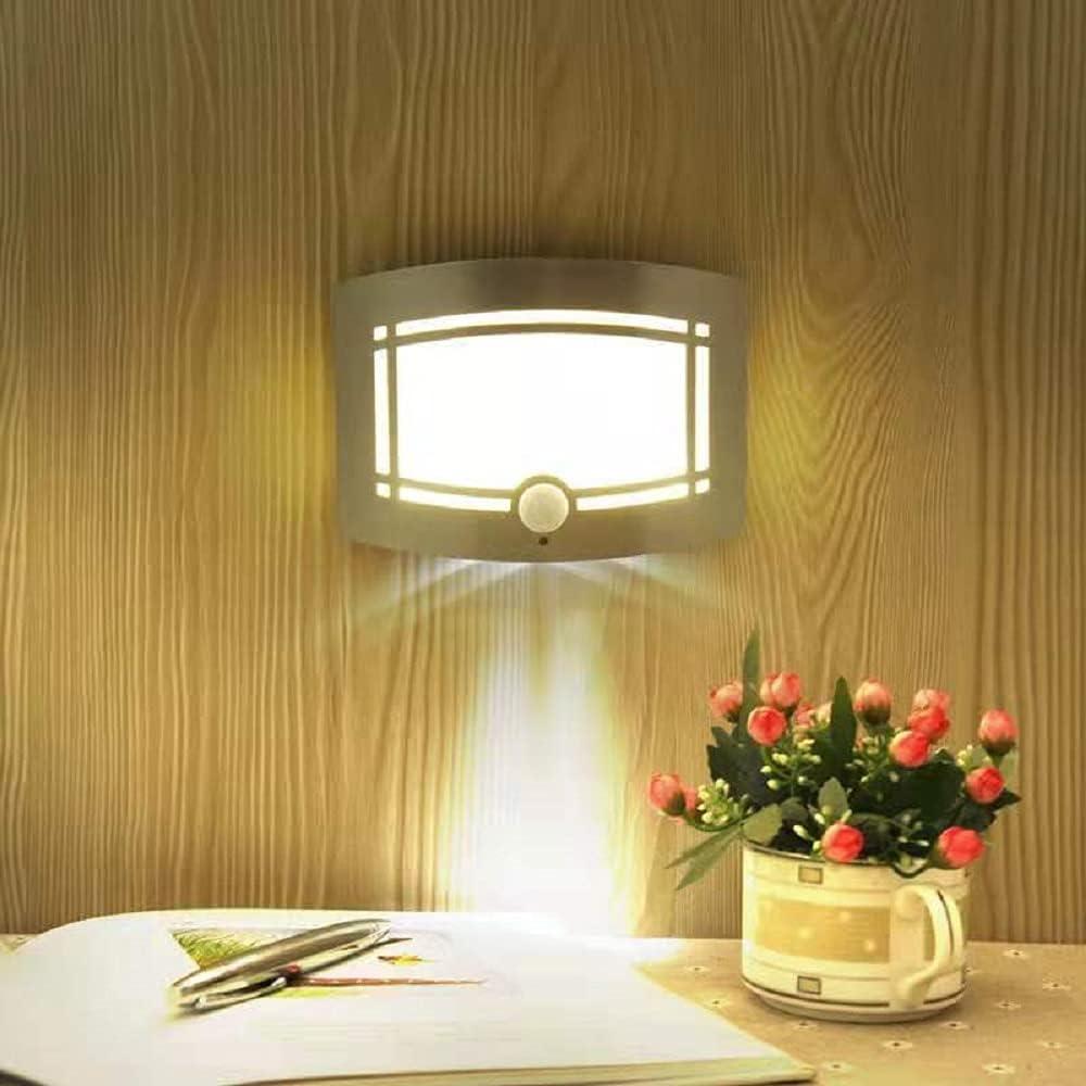 DEXIN 10 LED Indoor Light-Operated Motion Sensor Wall Lamp Lights Battery Power Sconce Adjustable Brightness,Stick-on Anywhere White