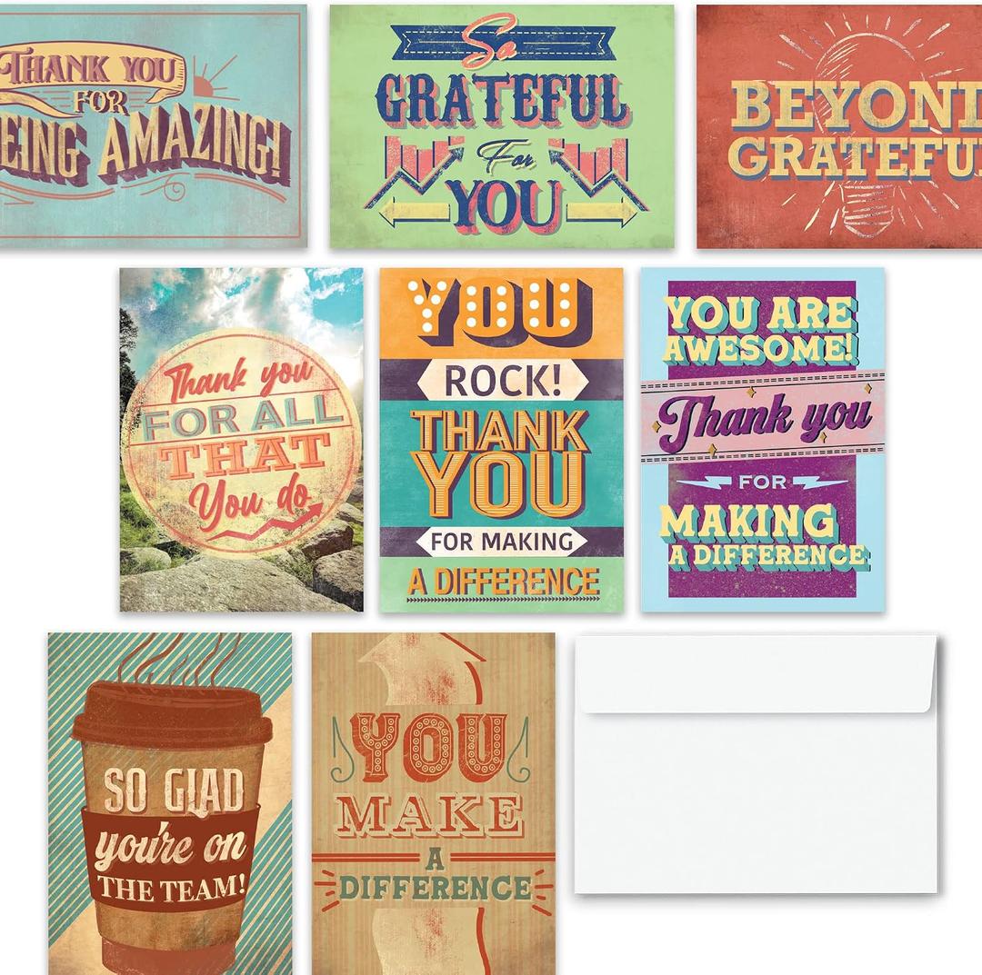 Hat Acrobat 24 Kudos Cards for Employees with Envelopes - Employee Recognition Cards - Staff Appreciation Cards for Coworkers, Admin Professionals Day, Thank You Encouragement Cards (8 Designs)