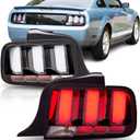 Clear Lens LED Tail lights Assembly Compatible with Ford Mustang 2005 2006 2007 2008 2009 W/O Sequential Signal Tail Light Replacement Rear Lamp (Black)