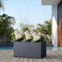 Kante 23.2" L Rectangular Concrete Planter, Large Outdoor Indoor Garden Pots with Drainage Hole and Rubber Plug, Modern Decor for Home, Patio, Backyard, Charcoal
