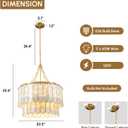 Modern 5-Light Shell Chandelier, 2-Tiered Faceted Pendant Light with Gold Metal Frame, E26 Lighting Fixture for Dining Room, Bedroom, Living Room, 20.5 Inches