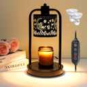 Lococo Candle Warmer Lamp Wax Light: Wax Melt Warming Lamps for Jar Candles with Timer Dimmable for Birthday Christmas Gift, Room, New House, Bedroom, Vintage Home Decor, Black + Fairy Moon