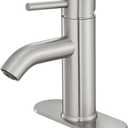 Bathroom Faucet Brushed Nickel One-Handle, Modern one Hole Bathroom Sink Faucet Lavatory Faucet with Deck (Short)