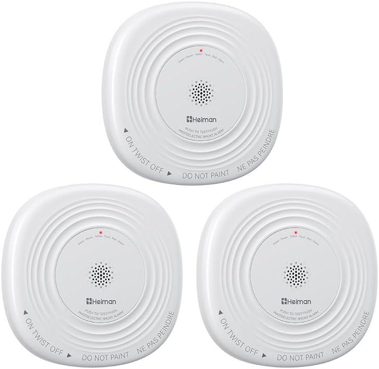 Heiman Smoke Detector 10 Year Battery, photoelectric Smoke Alarm | ETL listed to UL 217 10th Ed. & CAN/ULC S531 5th Ed., 10-Year Sealed Battery, EOL alert, photoelectric, 85dB
