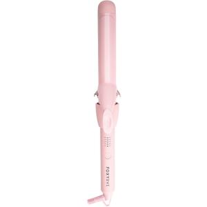 FoxyBae Bounce Bae Ceramic Clip Hair Curling Iron 1.25" | Hair Curler for Silky, Smooth & Frizz-Free Hair | Temp Controls | Dual Voltage Curling Wand for Long & Short Hair | 360 Swivel Cord [Blush]