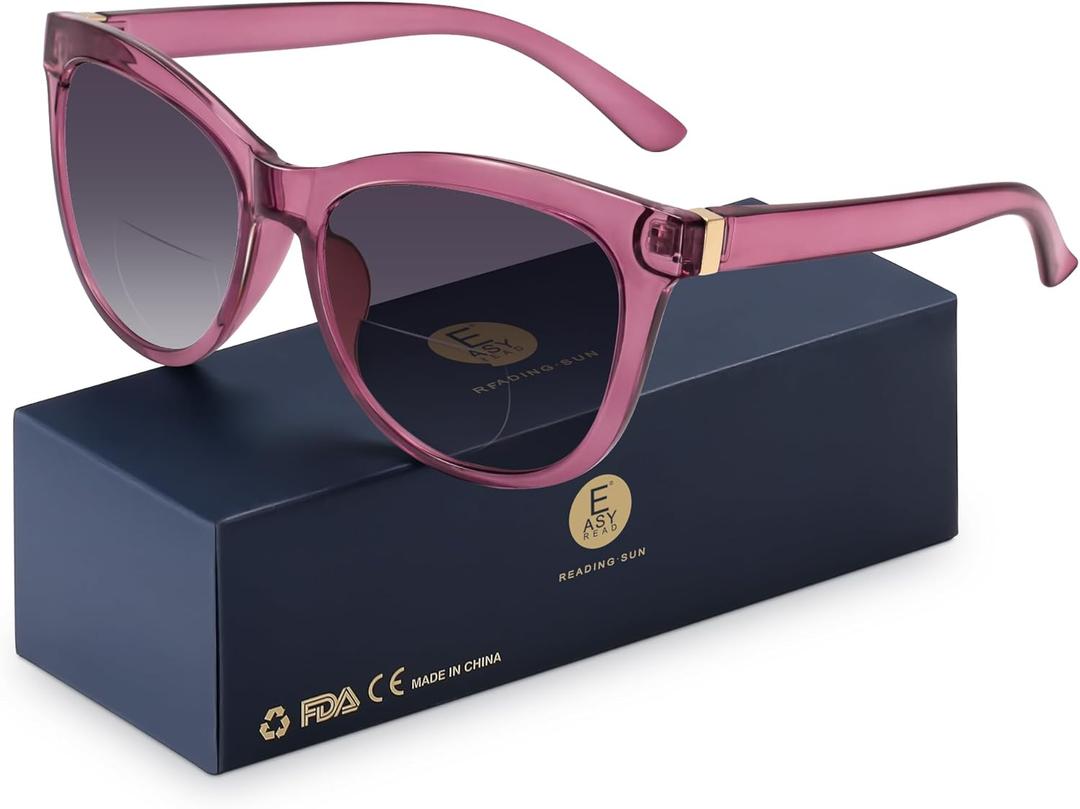 EASY READ Bifocal Reading Sunglasses for WomenFashion Sun Readers UV400 Protection(Magnification 1.00,Purple)