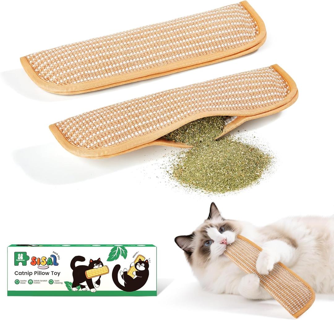 Potaroma Cat Toys Pack of 2 with 6000mg A+ Organic Catnip, Soft Sisal Material Indoor Kitten Scratching and Kicker Toys, Drives Bored Cats Crazy with Fun Interactive Chew