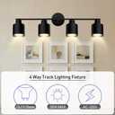 4-Light Led Track Lighting,Black Ceiling Lighting Fixtures,Wall Sconces Ceiling Spotlight with Foldable Light Arms for Kitchen, Closet, Bedroom,GU10 Socket, Bulbs Not Included